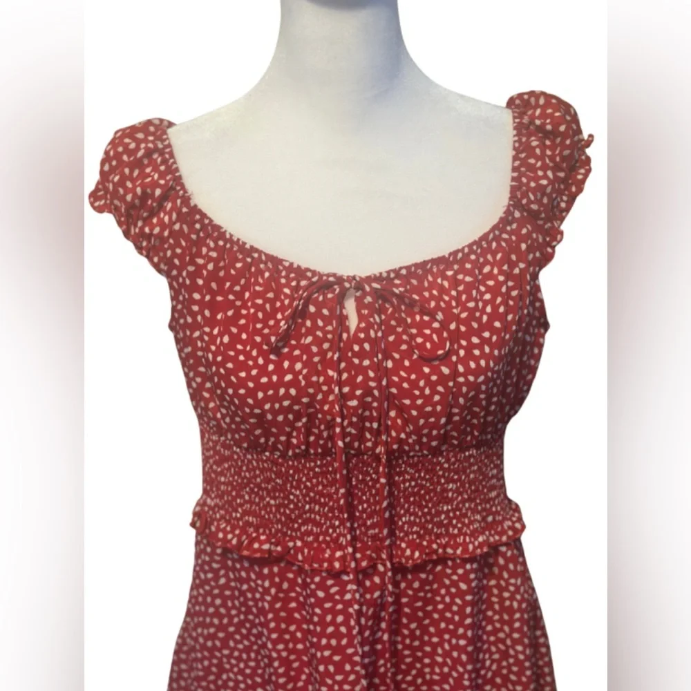 Red Ruffle Mini Dress - Picture 3 of 4